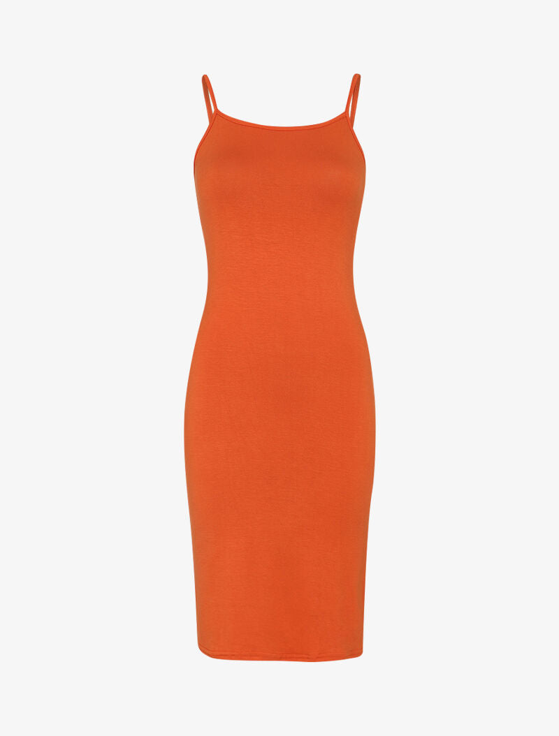 Robe basique unie - orange - 1