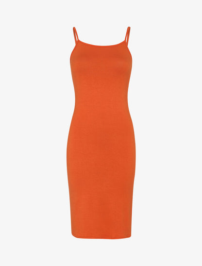Robe basique unie - orange - 1
