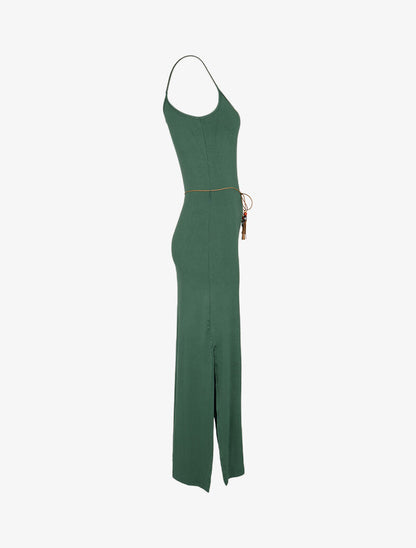 Robe à côtés fendus - vert - 3