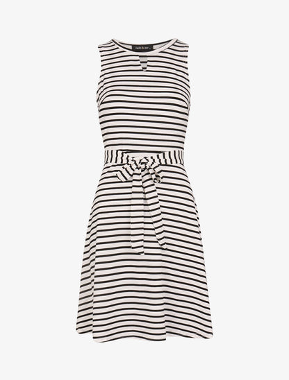 Robe marinière à détail trou de serrure - blanc - 1