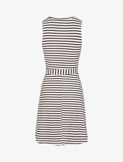 Robe marinière à détail trou de serrure - blanc - 2