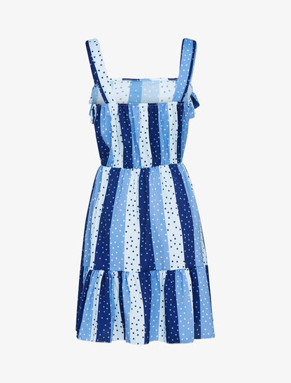 Robe volantée à imprimés - bleu - 2