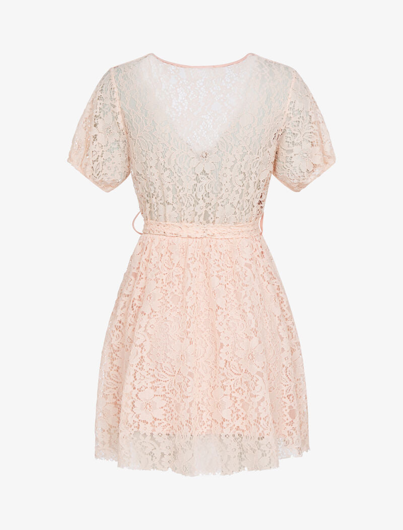 Robe patineuse en dentelle - rose - 2