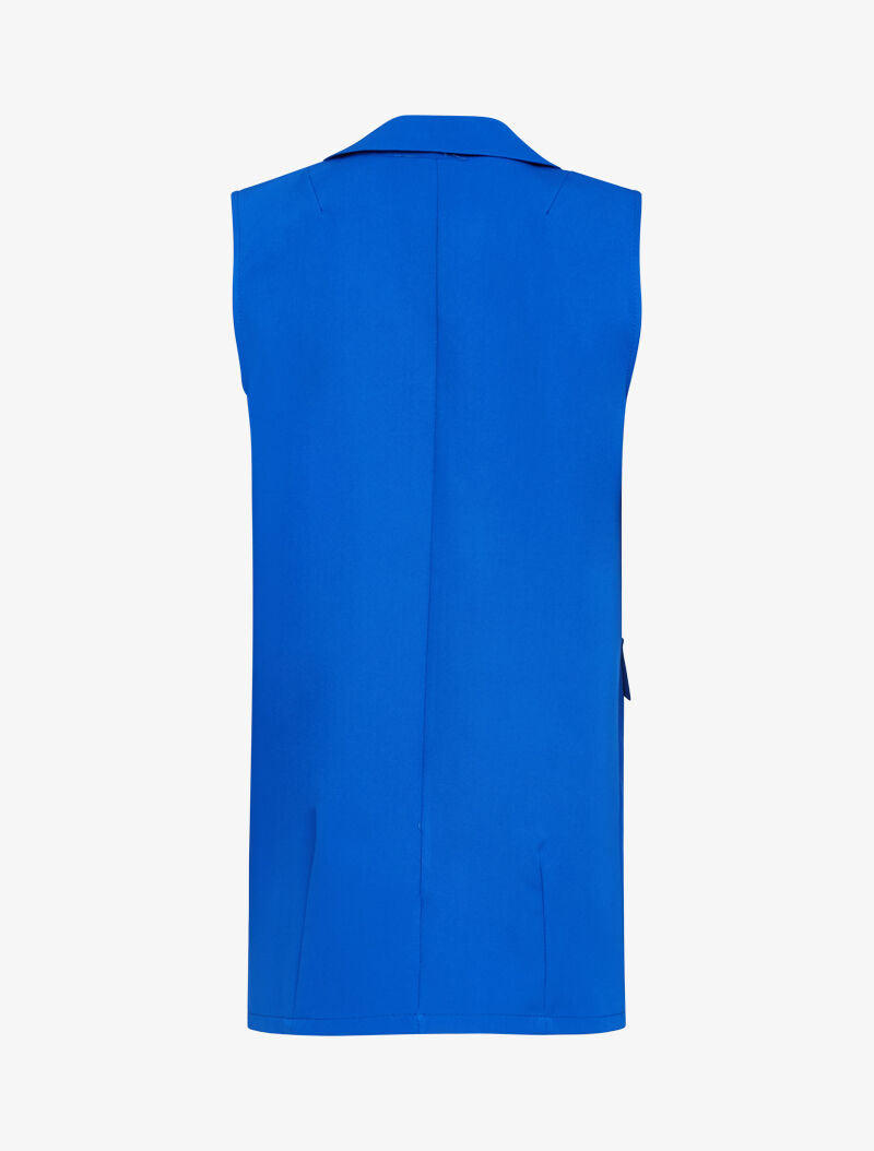 Gilet sans manches à bouton contrastant - bleu roi - 3