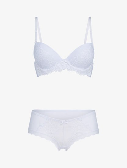 Ensemble emboitant en résille et dentelle - blanc - 3