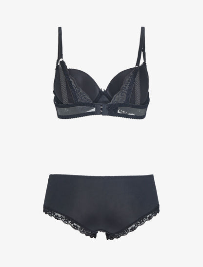 Ensemble push-up en résille et dentelle - noir - 2