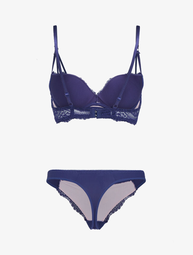 Ensemble en dentelle à bretelles stylisées - violet - 2