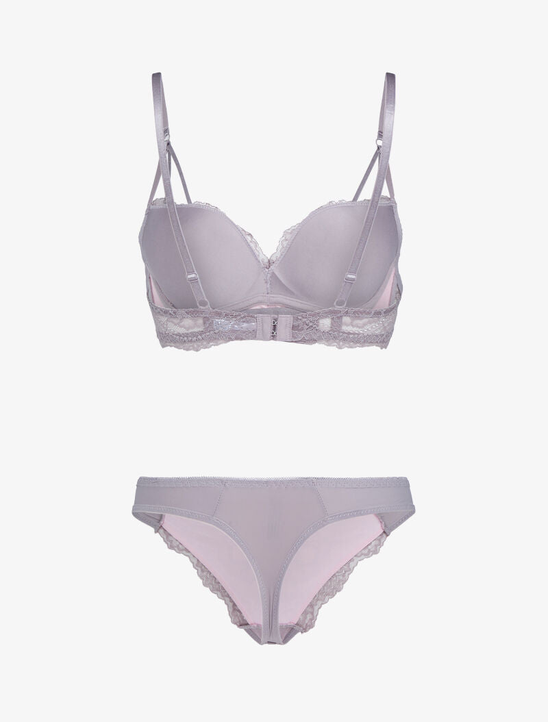 Ensemble en dentelle à bretelles stylisées - rose - 2