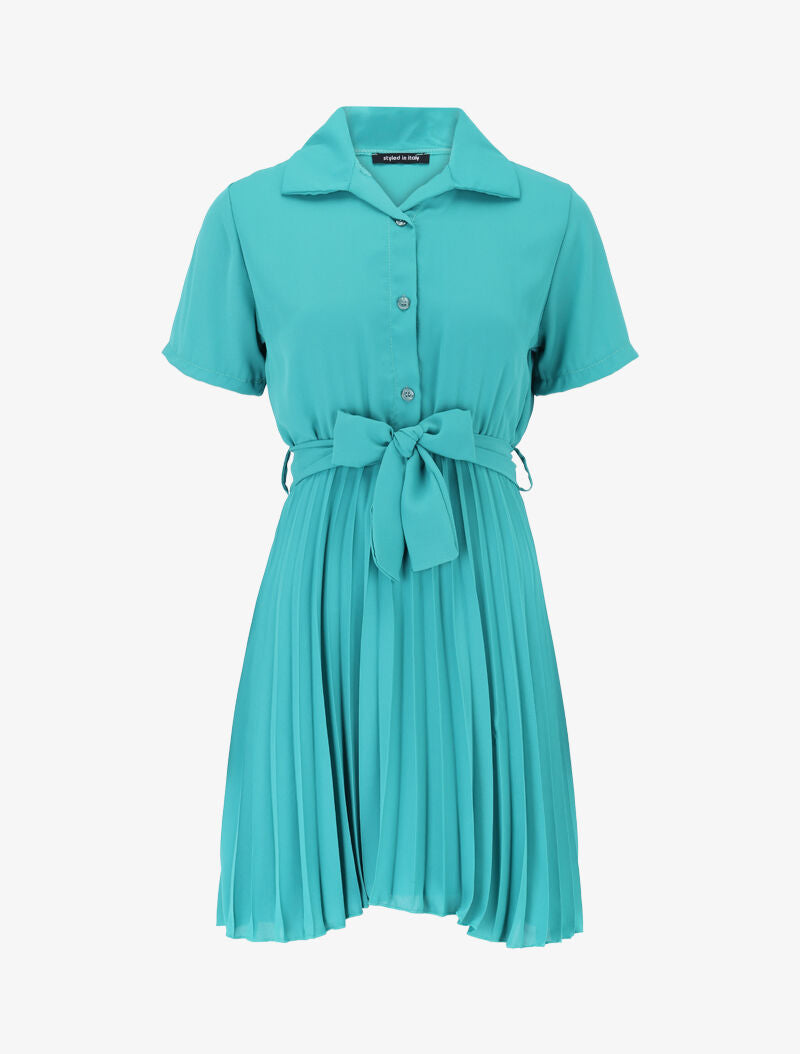 Robe chemise à bas gaufré - vert menthe - 3
