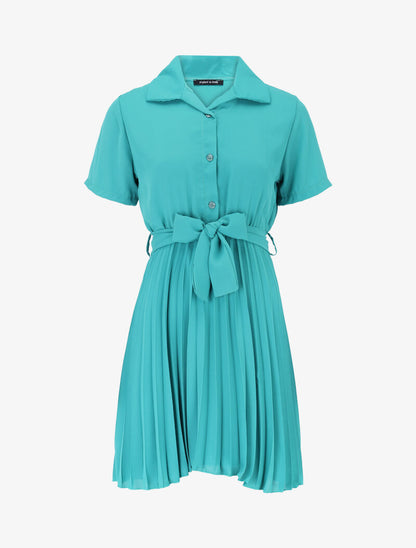 Robe chemise à bas gaufré - vert menthe - 3