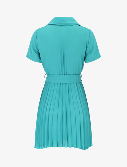 Robe chemise à bas gaufré - vert menthe - 2