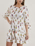 Robe imprimée à rangées de volants - beige - 4