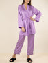 Ensemble peignoir et pantalon satinés - lilas - 1
