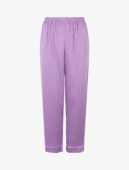 Ensemble peignoir et pantalon satinés - lilas - 6