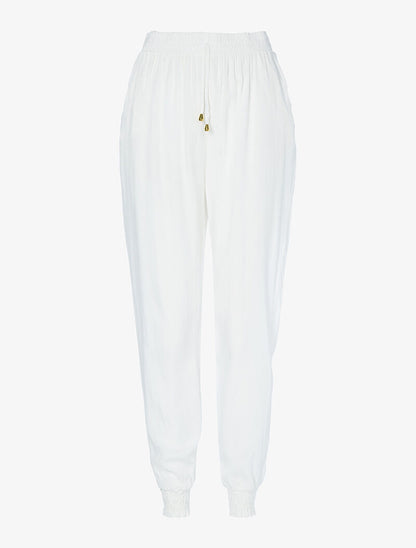 Pantalon harem uni - blanc - 1
