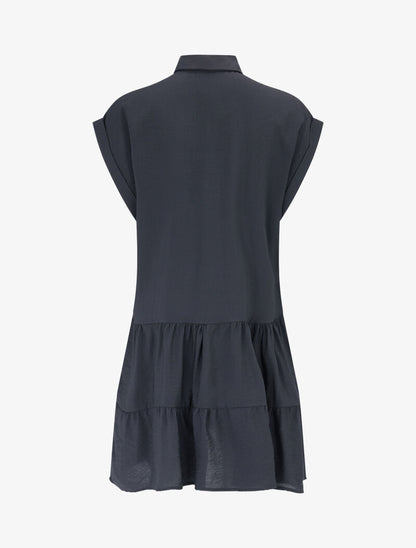 Robe courte coupe carrée style chemise - noir - 3