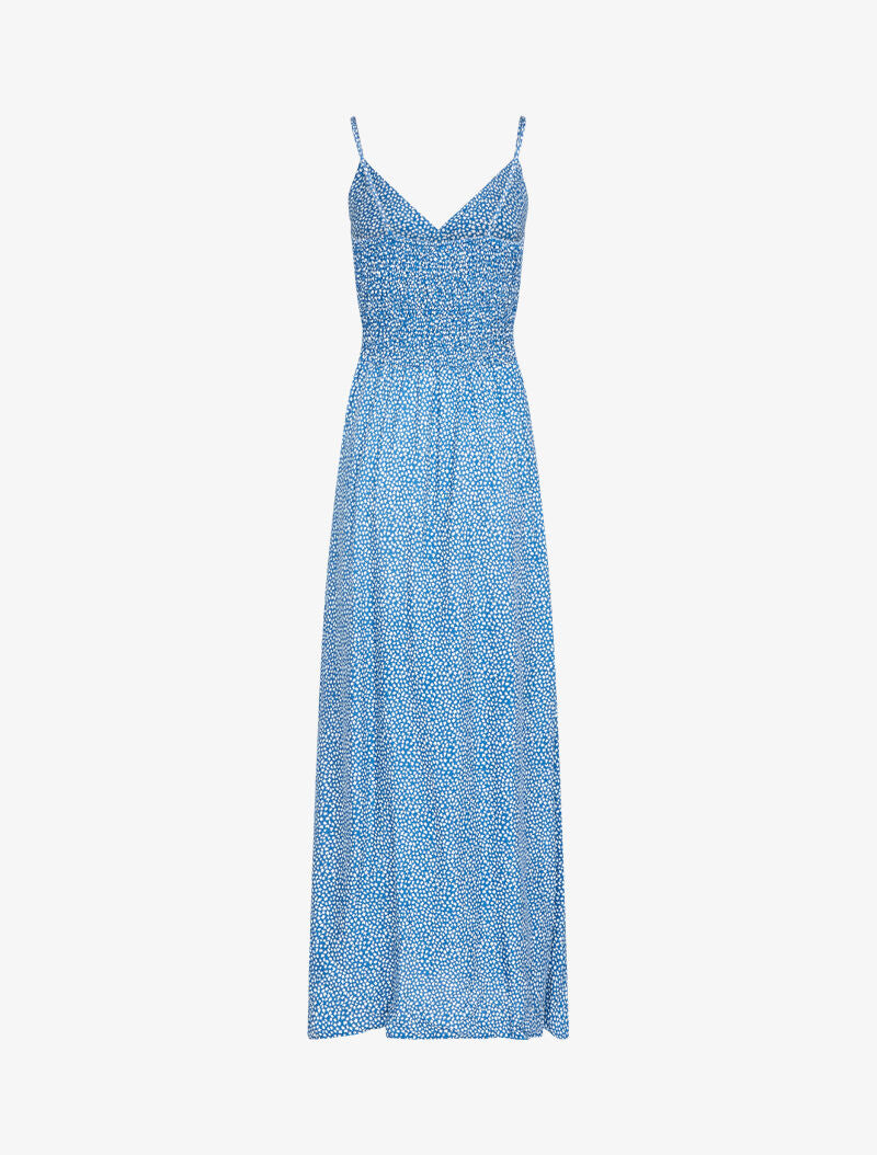 Robe longue à imprimé feuilles - bleu charrette - 2