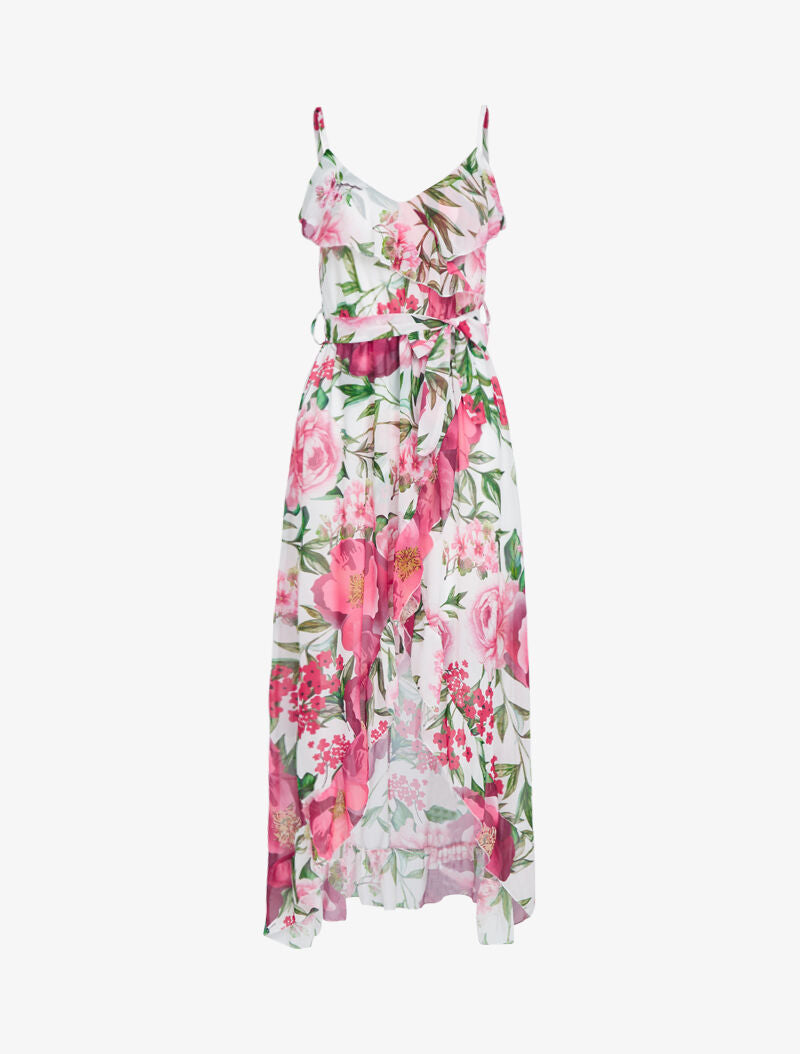 Robe longue à imprimé floral - ecru - 1
