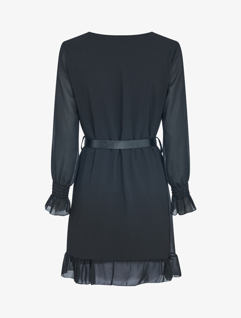 Robe en voile à bords volantés - noir - 2