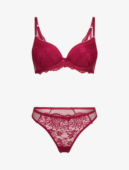 Ensembles à bretelles stylisées en dentelle - cerise - 3