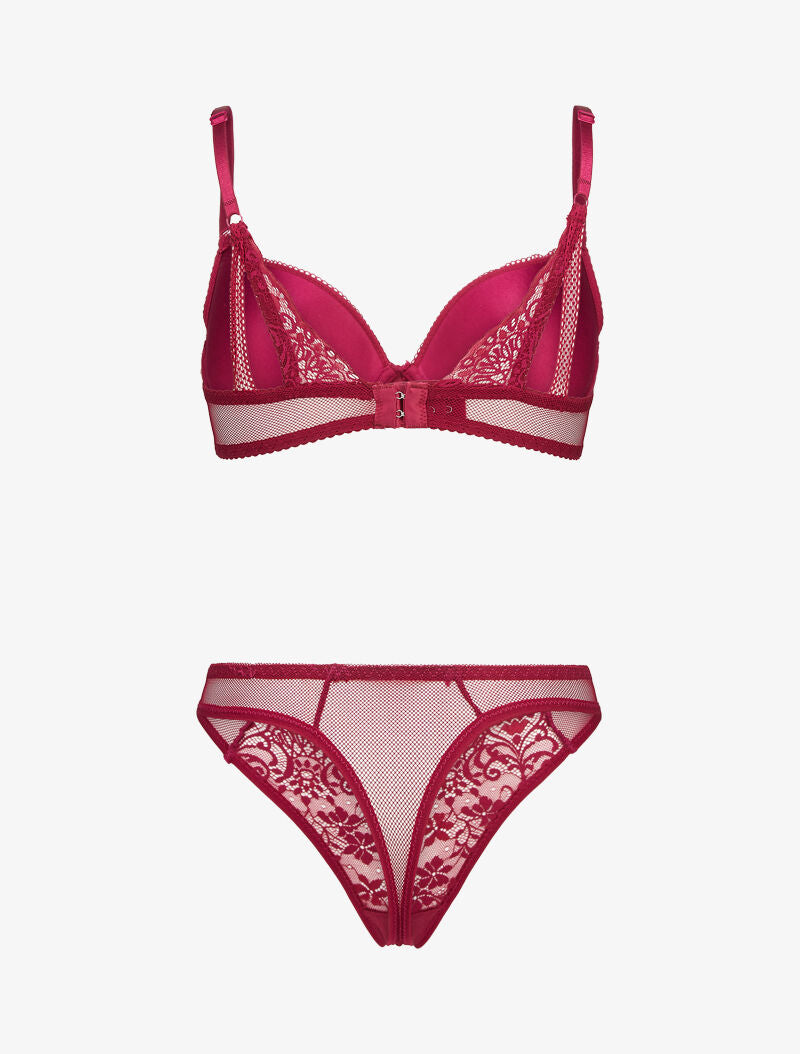 Ensembles à bretelles stylisées en dentelle - cerise - 2