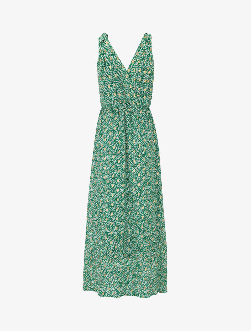 Robe longue à imprimé fleurs abstraites - vert - 2
