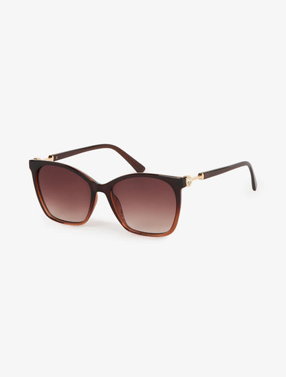 Lunettes butterfly à strass - marron - 1