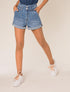 Short ample à taille empire - bleu denim - 1