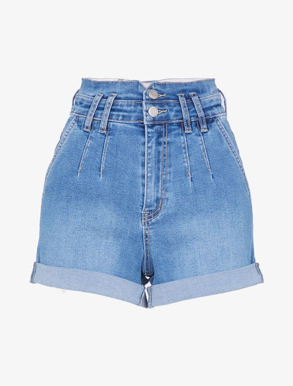 Short ample à taille empire - bleu denim - 3