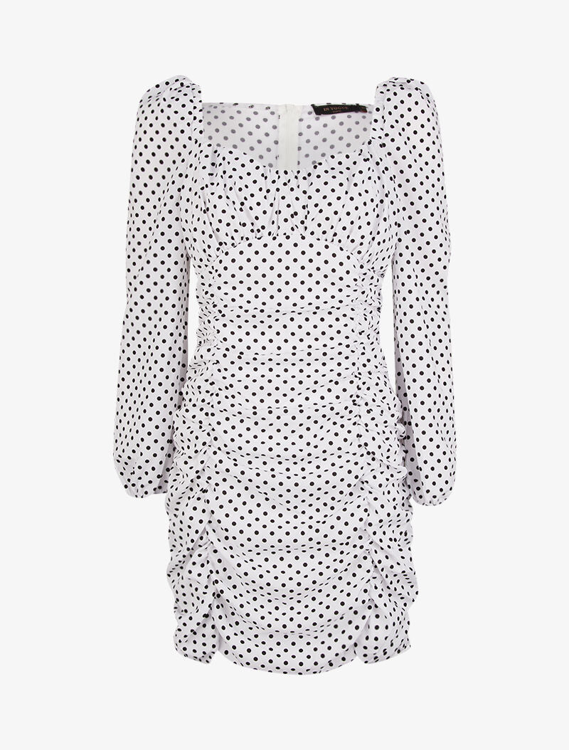 Robe courte à pois - blanc - 1