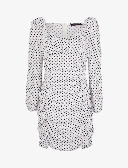 Robe courte à pois - blanc - 1