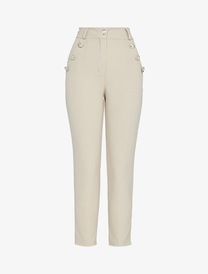 7/8 broek met decoratieve knopen - beige