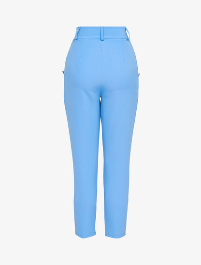 7/8 broek met decoratieve knopen - lichtblauw