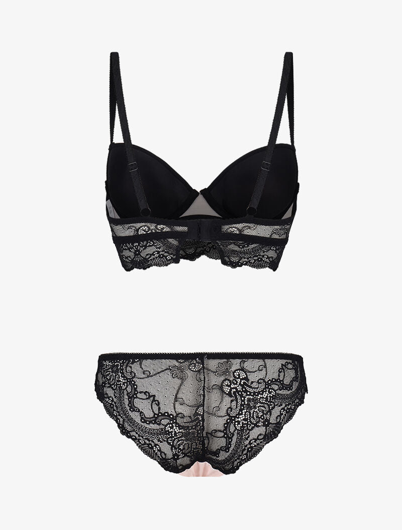 Ensemble à dentelle superposée - rose - 2