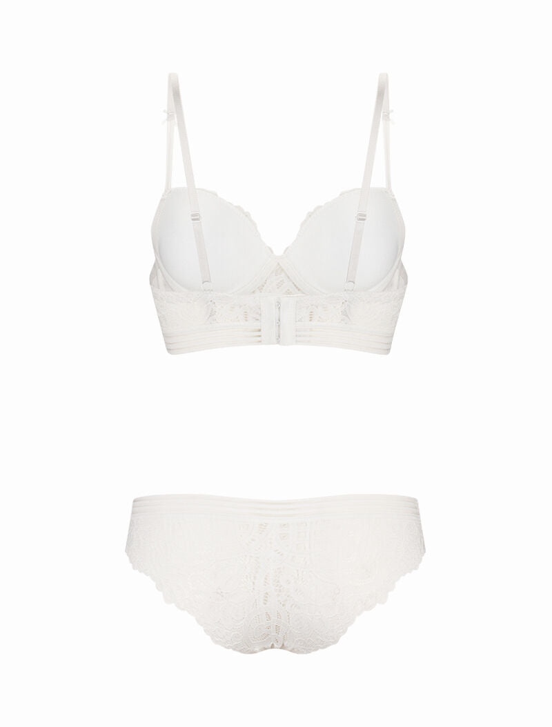 Ensemble en dentelle et à lignes ajourées - blanc - 2