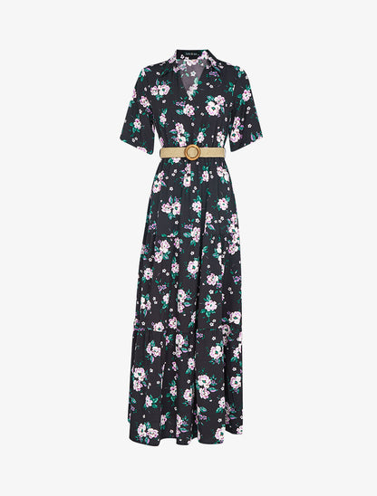 Robe patineuse ample imprimé violettes - noir - 3