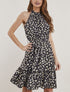 Robe à col américain imprimé marguerites - noir - 1