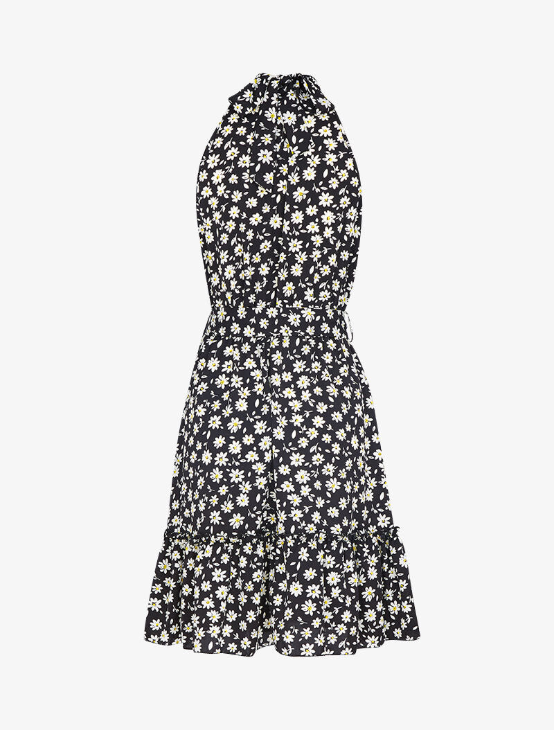 Robe à col américain imprimé marguerites - noir - 3