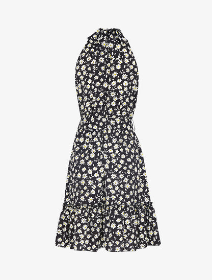 Robe à col américain imprimé marguerites - noir - 3