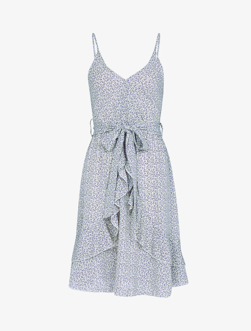 Robe effet cache coeur et à volants - vert amande - 1