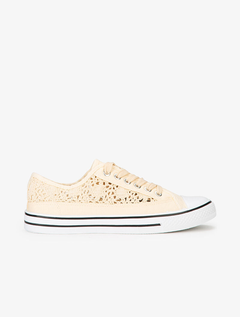 Tennis en crochet et bout en gomme - beige - 6