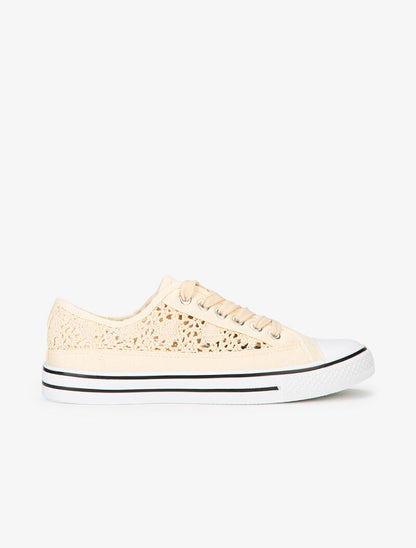 Tennis en crochet et bout en gomme - beige - 6