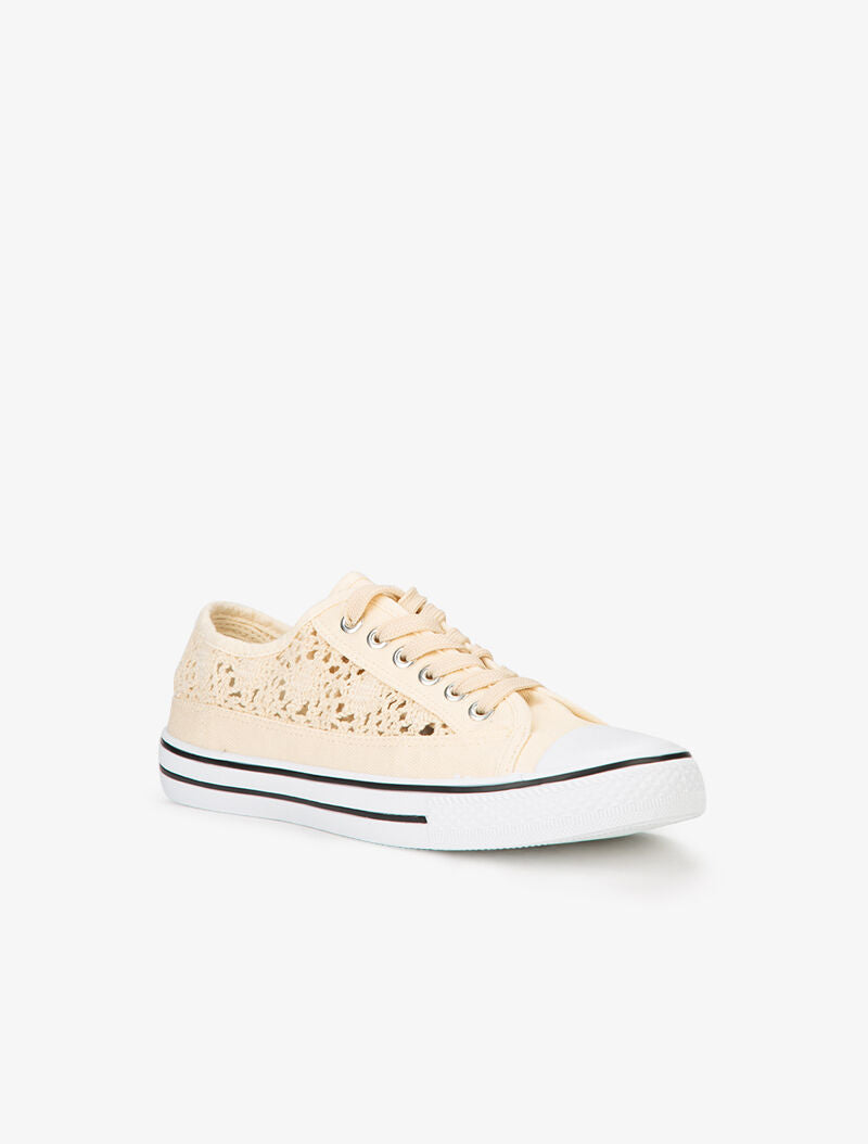 Tennis en crochet et bout en gomme - beige - 2