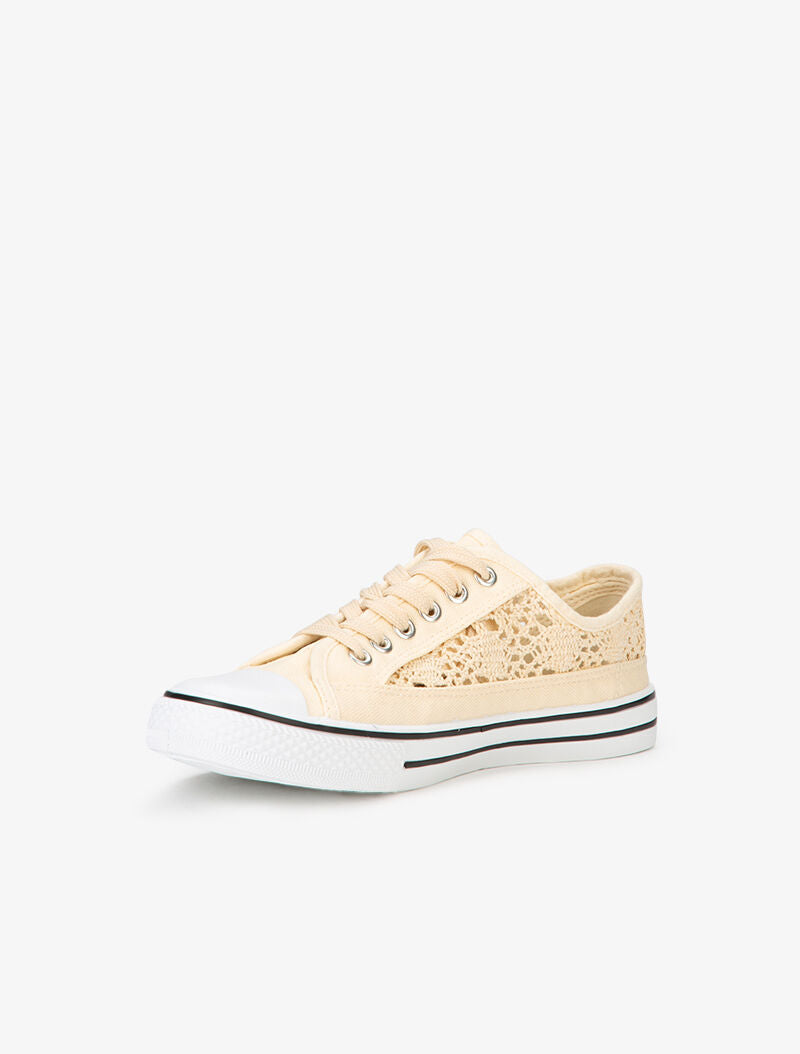 Tennis en crochet et bout en gomme - beige - 3