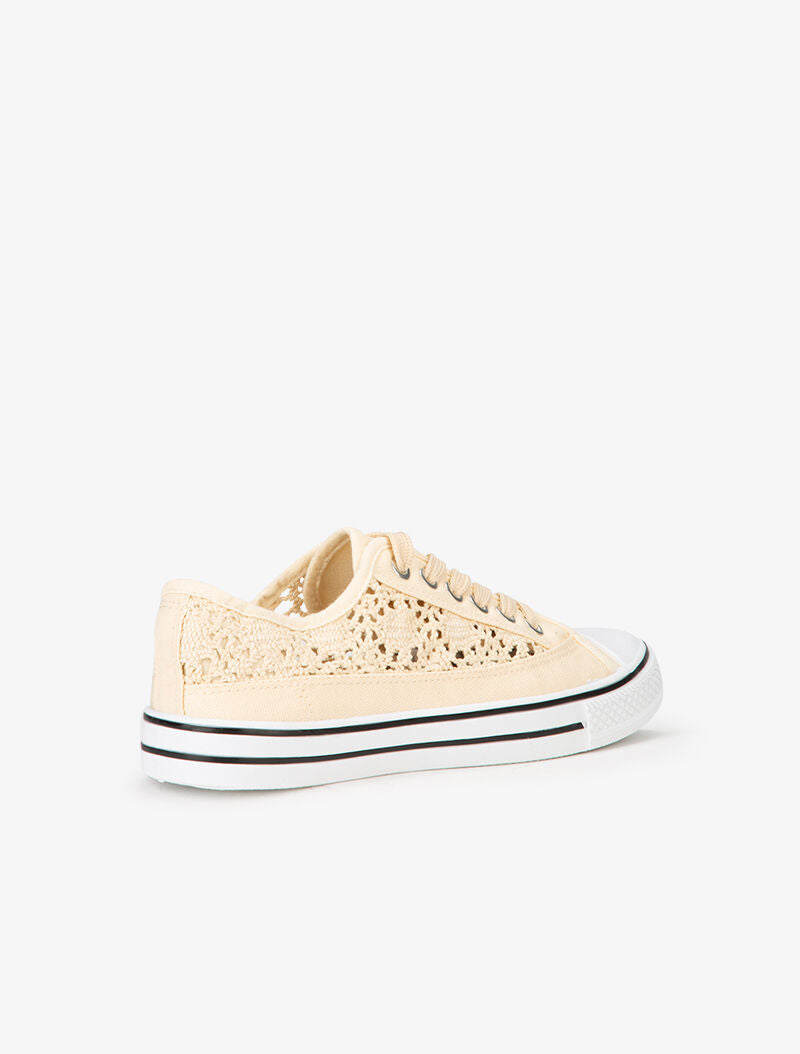 Tennis en crochet et bout en gomme - beige - 4