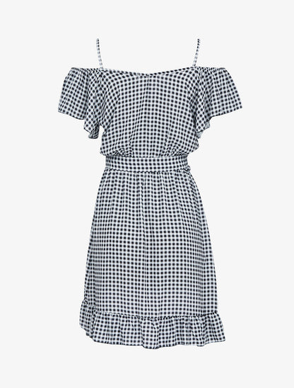 Robe imprimée à épaules nues - noir - 2
