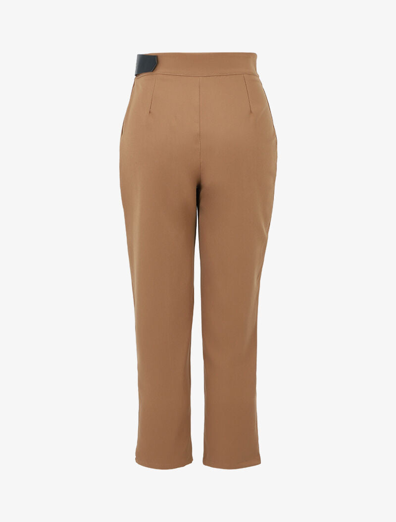 Pantalon 7/8 à ceinture stylisée - camel