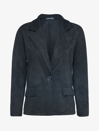 Blazer fluide effet daim - noir - 1