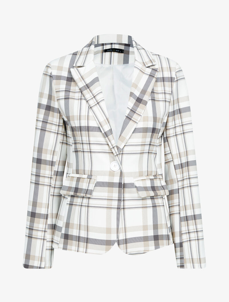 Blazer imprimé à col cranté - beige - 1