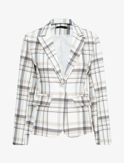 Blazer imprimé à col cranté - beige - 1